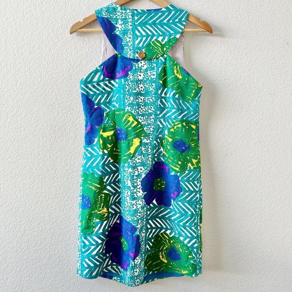 Anthropologie Vanessa Virginia Hibiscus Embroidered Floral Printed Shift Dress 4 - Picture 3 of 5